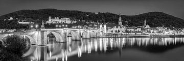 Heidelberg Panorama in zwart-wit. van Manfred Voss, Schwarz-weiss Fotografie