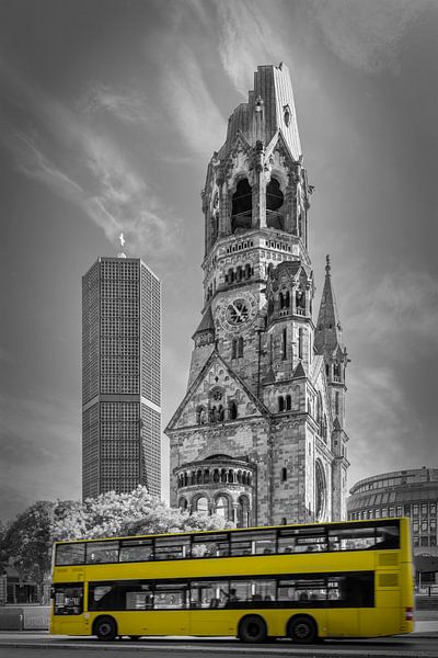 BERLIN Kaiser Wilhelm Memorial Church with bus | colorkey by Melanie Viola