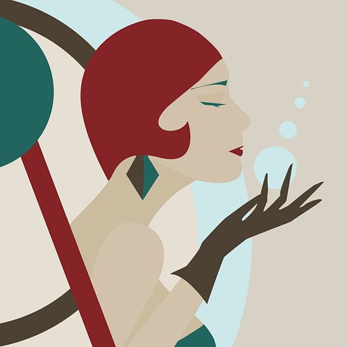 My Bubble, modern abstract portrait woman