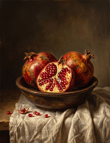 Granaatappels in een rustieke schaal