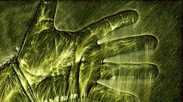 Kirlian glow of a human hand on black by MPfoto71