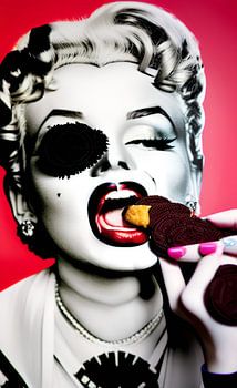 Einen Oreo-Keks essen