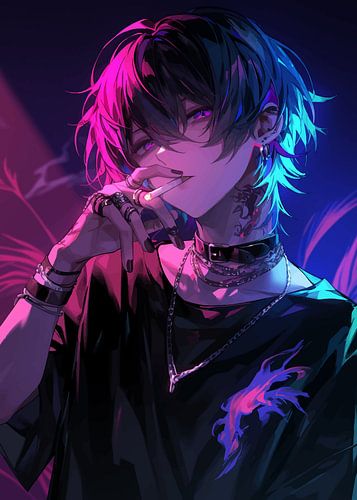 Anime Boy Rauchen Neon von MIROKKU