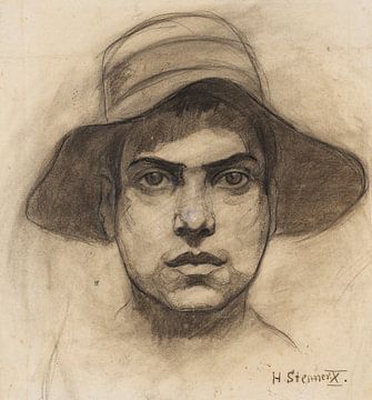 Hermann Stenner - Tête d'homme avec chapeau (1910) sur Peter Balan