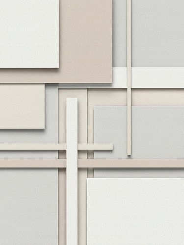 Minimal Art: Vielschichtiges abstraktes Linienspiel in Sand- und hellen Grautönen