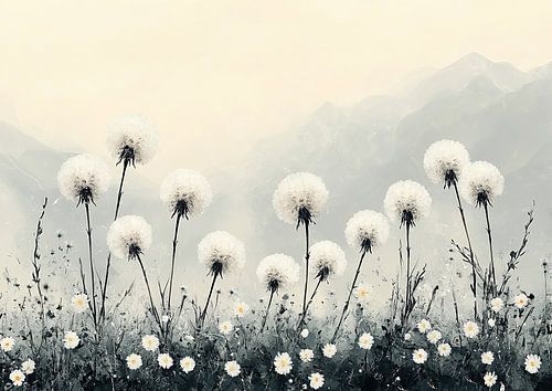 Fleurs encore beige | Sérénité Pissenlit Brume Echos