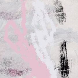 Modern  abstract pastel shapes in pink and white by Dina Dankers