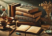 Stilleven tafereel Oude Boeken