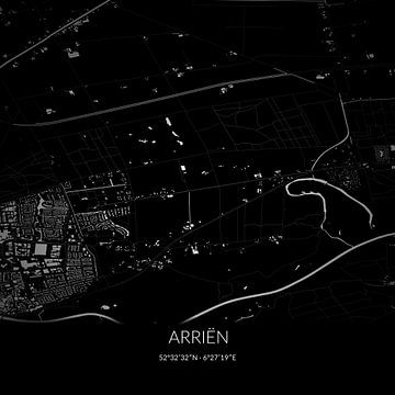 Zwart-witte landkaart van Arriën, Overijssel. van Rezona