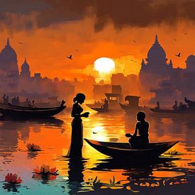 Varanasi Sonnenuntergang von Gert-Jan Siesling