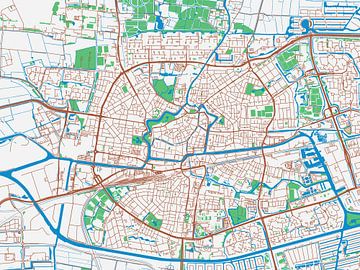 Kaart van Leeuwarden in de stijl Urban Ivory van Map Art Studio