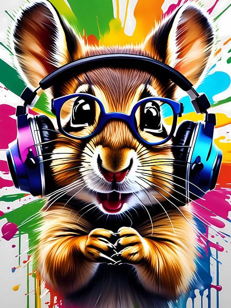Chipmunk in headphones, graffiti by Makar Mokrynskyi