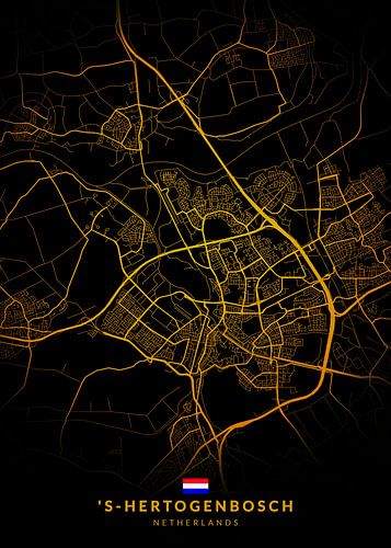 's-Hertogenbosch Stadsplattegrond Modern Zwartgoud