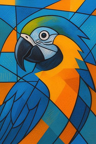 Blauwkeel ara schilderij.