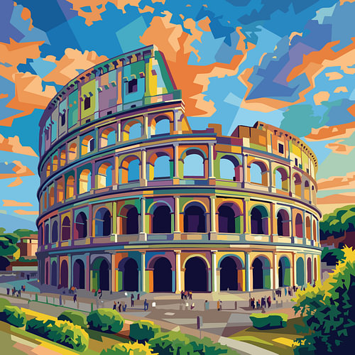 Colloseum WPAP Pop Art-illustratie op metalen poster