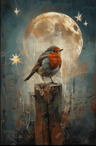 Roodborstje onder de Maan