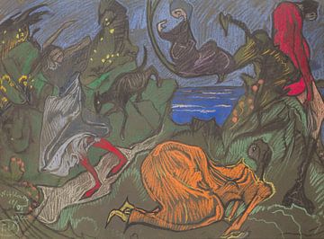 Stanisław Ignacy Witkiewicz - Compositie met rondrennende figuren (1922) van Peter Balan