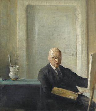 De kunstenaar bij zijn schildersezel (zelfportret), Carl Holsøe