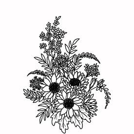 Illustratie boeket met zonnebloemen van KPstudio