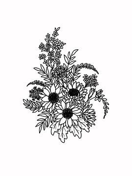 Illustration Blumenstrauß mit Sonnenblumen von KPstudio