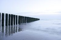 Poteaux de plage en mer du Nord