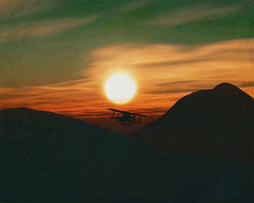 Flugzeug bei Sonnenuntergang
