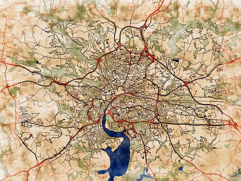 Kaart van Quimper in de stijl 'Serene Summer' van Maporia