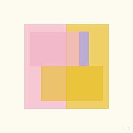 Abstrakt Gelb Rosa Quadrat von Mid Century Art House