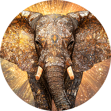 Gouden mozaïek olifant kunst van Imperial Art House