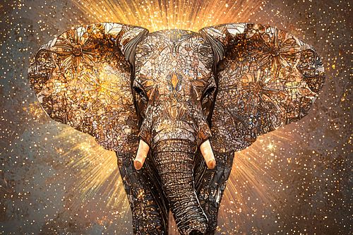 Gouden mozaïek olifant kunst