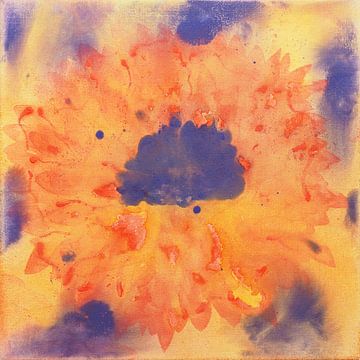 Plakkaatverfschilderij bloem abstract op doek van Beate Gube