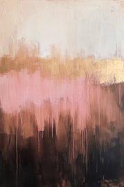 Silent Horizon - Abstract landschap in aardetinten | Moderne kunst met zachte roze tinten van Bianca ter Riet