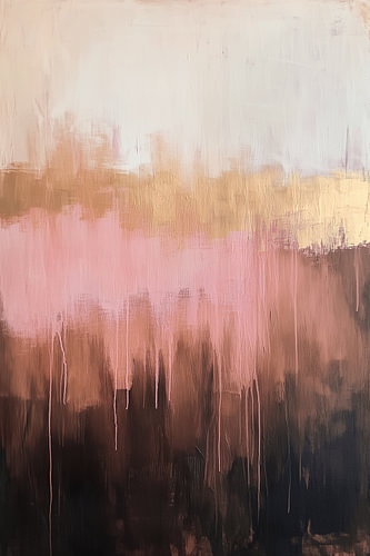 Abstrakte Landschaft in Erdtönen | Moderne Kunst mit sanften Rosatönen von Bianca ter Riet