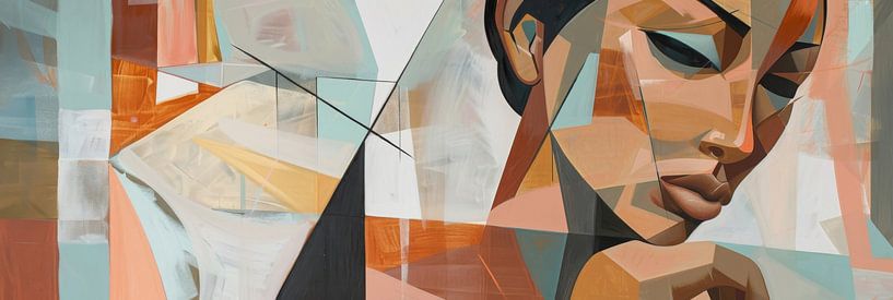 Abstract portret van een vrouw van Poster Art Shop