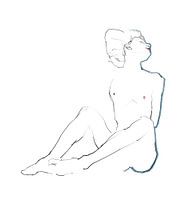 Sitting nude woman.