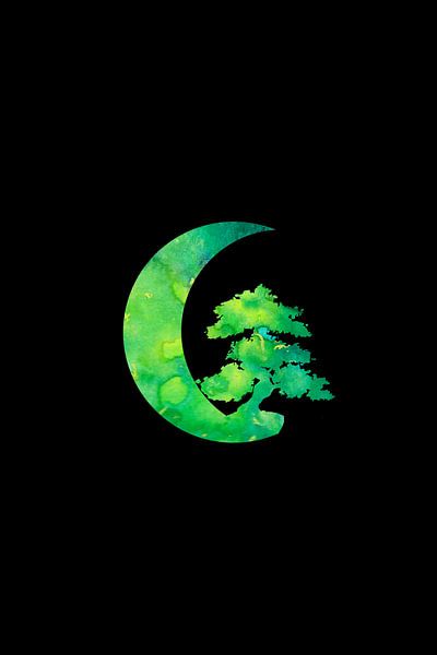 Green crescent and bonsai tree by Sebastian Grafmann