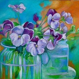 Vases with pansies