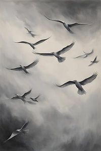 Peinture d'oiseaux à la recherche de moi