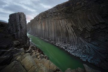 Prachtige basalt rotsen van Stuðlagil in IJsland van Roy Poots