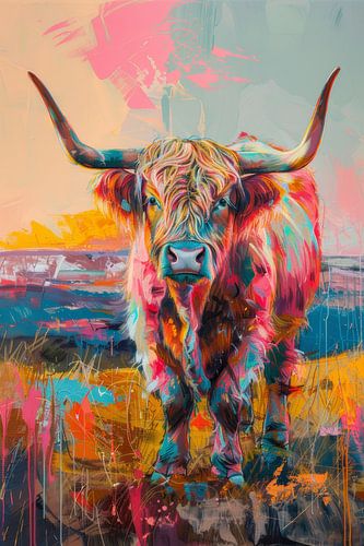 Scottish Highlander in Neon