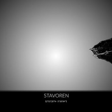 Zwart-witte landkaart van Stavoren, Fryslan. van Rezona