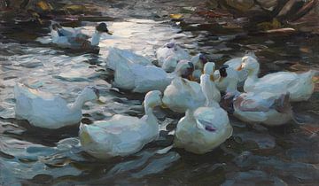 Onze canards dans l'eau, ALEXANDER KOESTER, vers 1915-1932 sur Atelier Liesjes