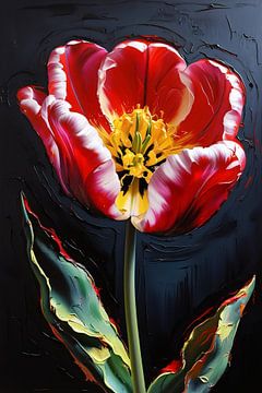 Bloeiende kleurrijke tulp schilderij van Art & Soul Creations