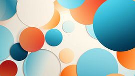 Dynamisch abstract ontwerp met kleurrijke cirkels in retrostijl, close-up ontwerp, ideaal voor mock-up kunst