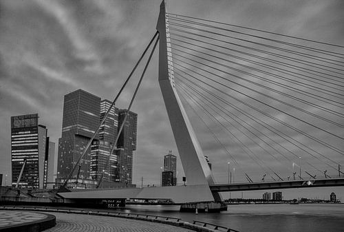 Erasmusbrug in zwart wit