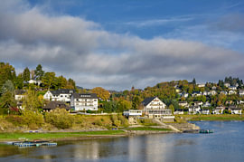 The holiday resort of Rurberg on Lake Rur in the Eifel National Park, North Rhine-Westphalia, Germany by Peter Eckert