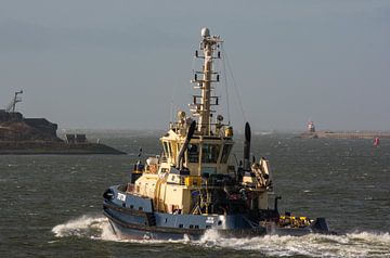 Sleepboot Triton onderweg naar de haven IJmuiden. van scheepskijkerhavenfotografie