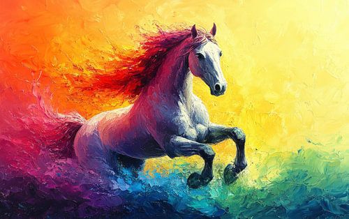 Peinture du cheval arc-en-ciel