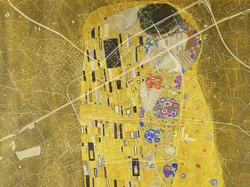 Kaart van Weert met de Kus van Gustav Klimt van Map Art Studio