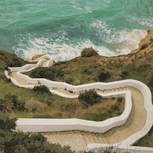 Cliffside Path in Algarve, Portugal, Coastal View